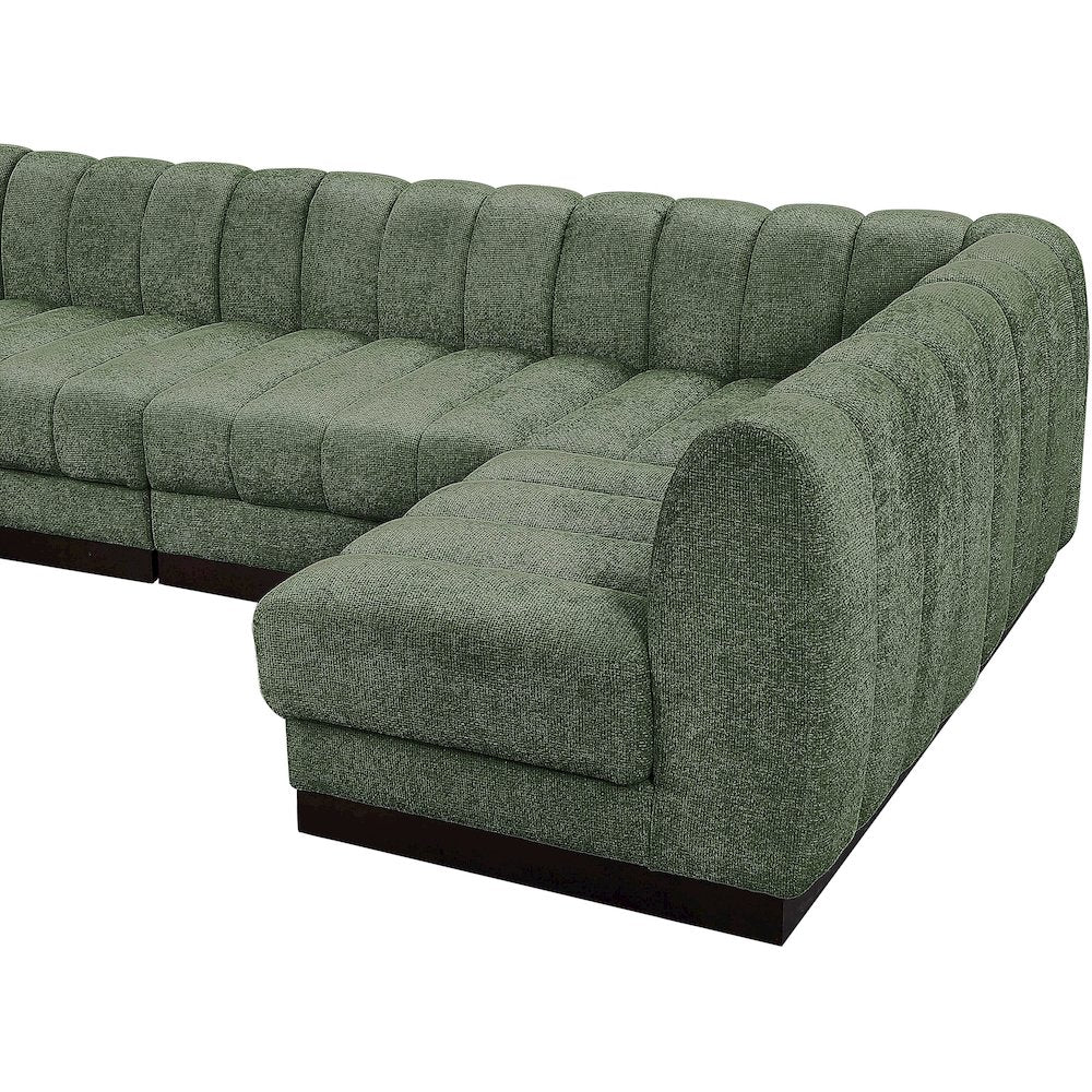 Quinn Green Chenille Fabric Modular Sectional