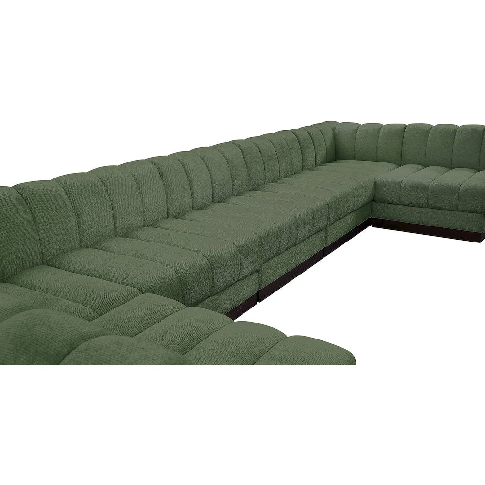 Quinn Green Chenille Fabric Modular Sectional