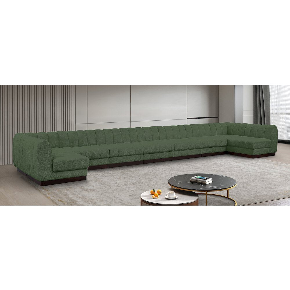 Quinn Green Chenille Fabric Modular Sectional