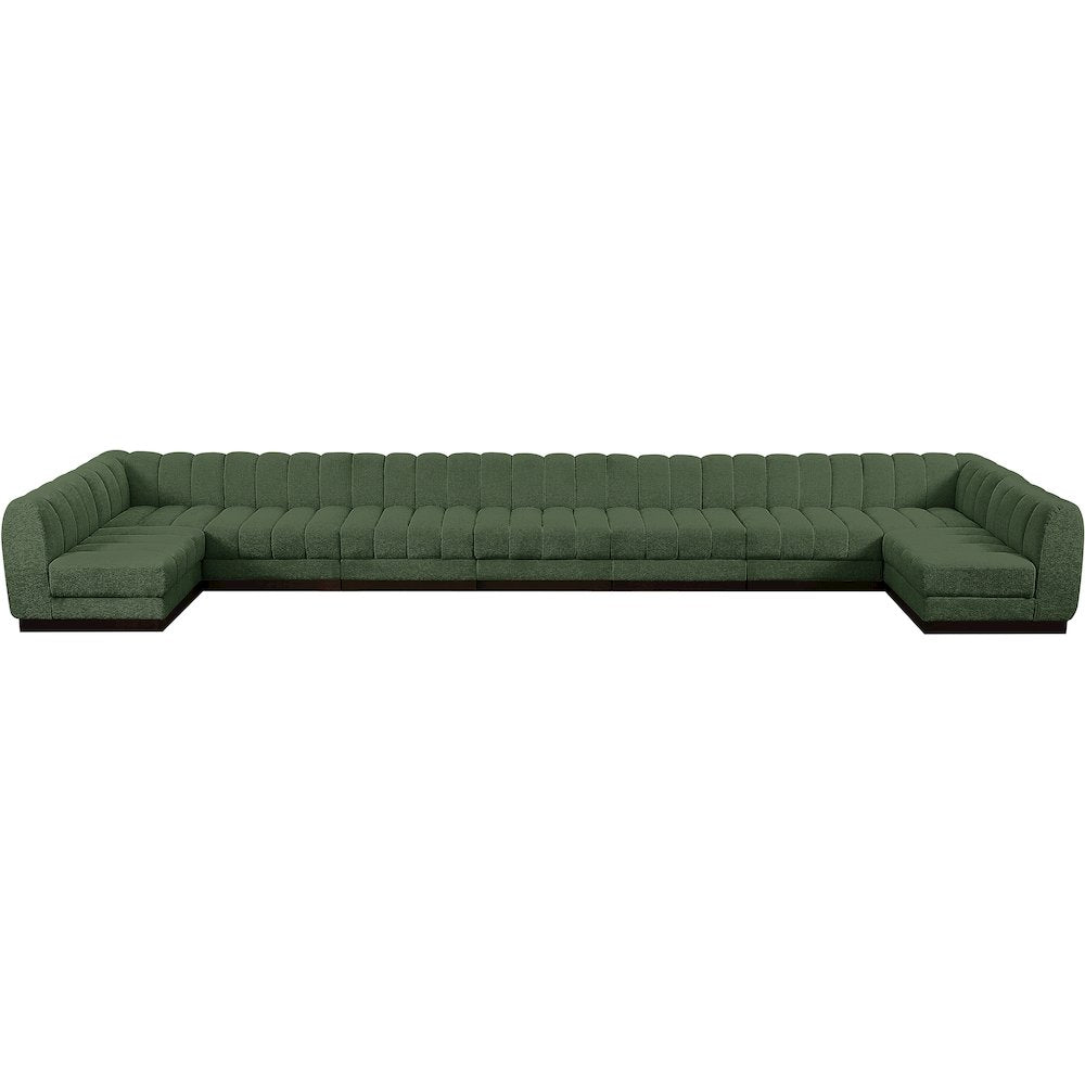 Quinn Green Chenille Fabric Modular Sectional