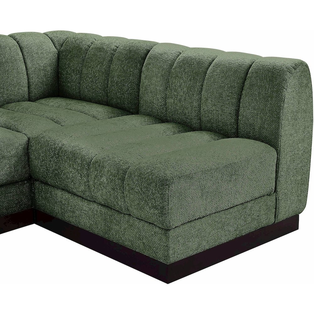 Quinn Green Chenille Fabric Modular Sectional