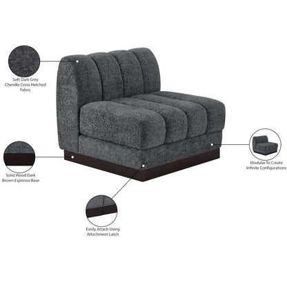 Quinn Grey Chenille Fabric Armless Chair
