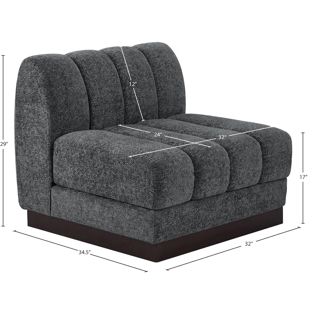 Quinn Grey Chenille Fabric Armless Chair