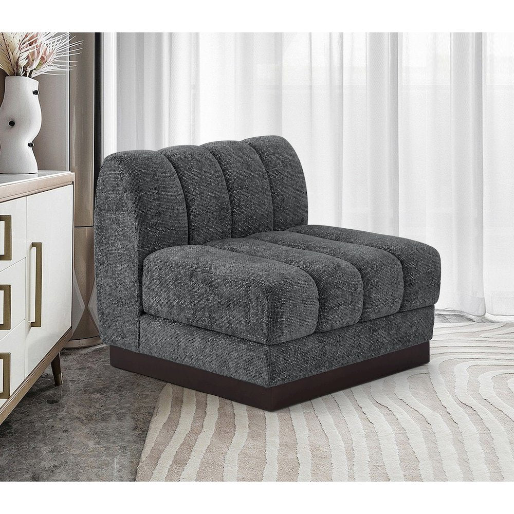 Quinn Grey Chenille Fabric Armless Chair