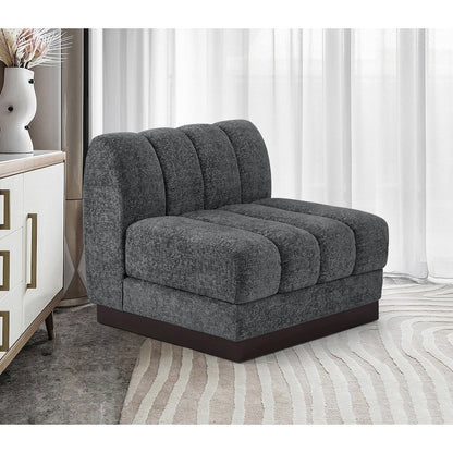Quinn Grey Chenille Fabric Armless Chair