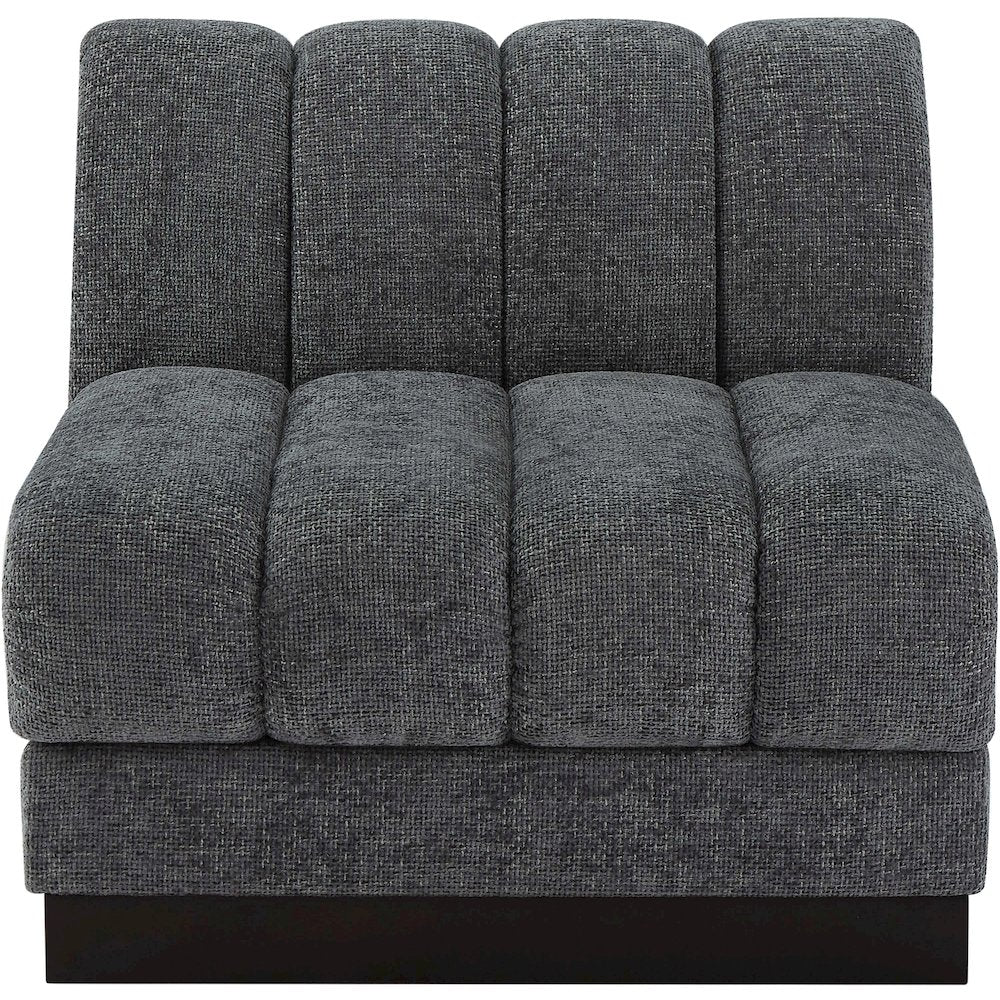 Quinn Grey Chenille Fabric Armless Chair