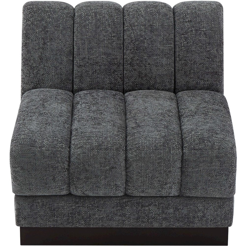 Quinn Grey Chenille Fabric Armless Chair