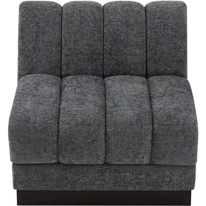 Quinn Grey Chenille Fabric Armless Chair