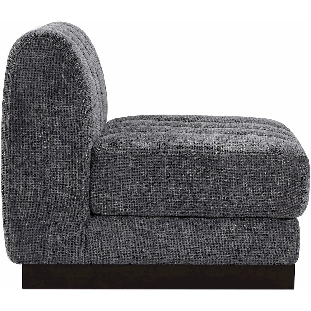 Quinn Grey Chenille Fabric Armless Chair