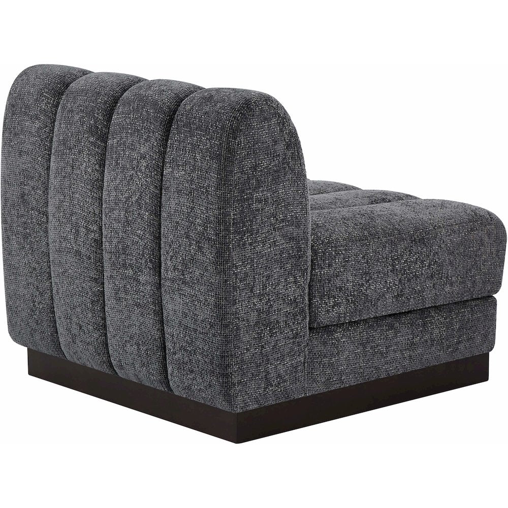 Quinn Grey Chenille Fabric Armless Chair