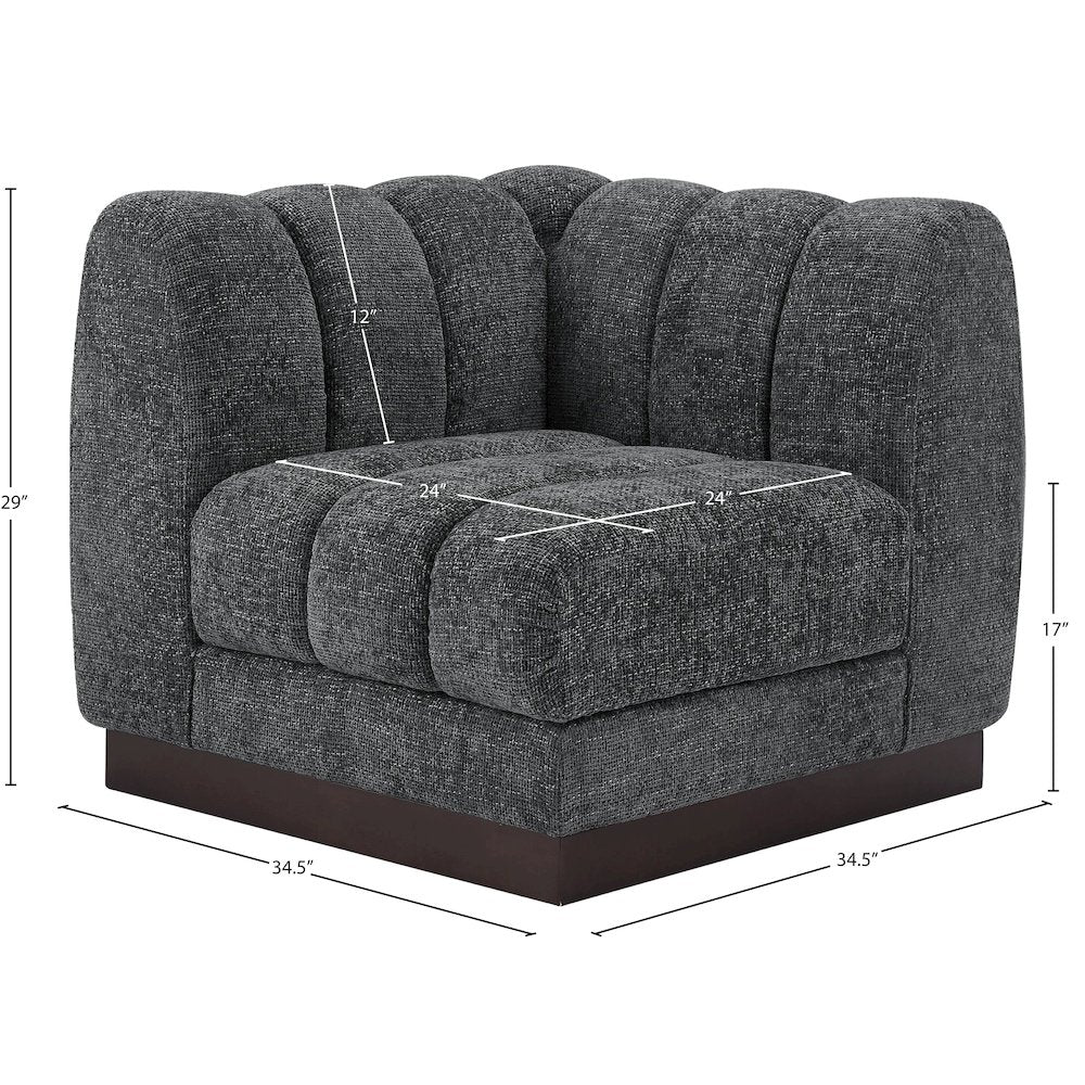Quinn Grey Chenille Fabric Corner Chair