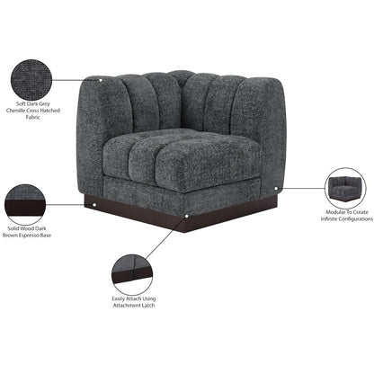 Quinn Grey Chenille Fabric Corner Chair