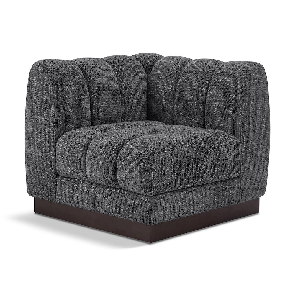 Quinn Grey Chenille Fabric Corner Chair