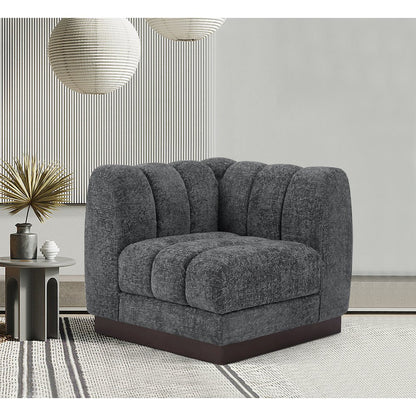 Quinn Grey Chenille Fabric Corner Chair