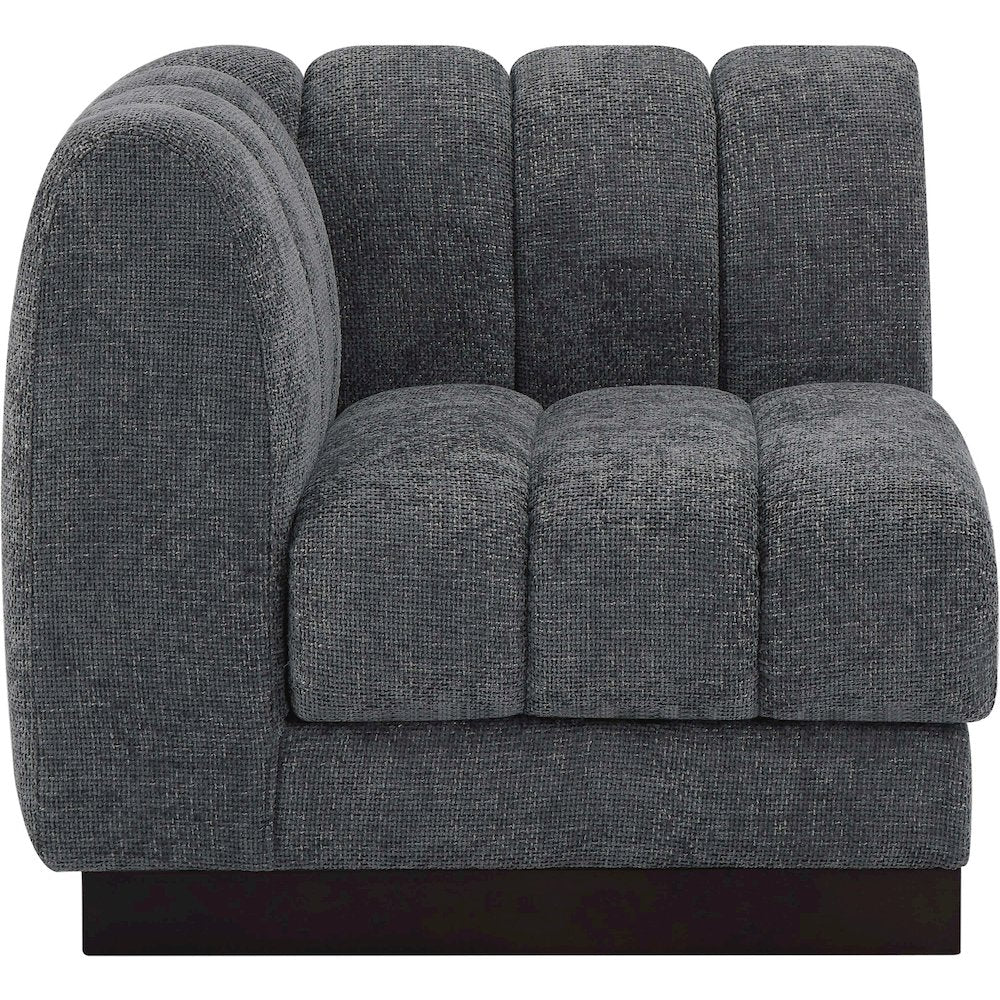 Quinn Grey Chenille Fabric Corner Chair