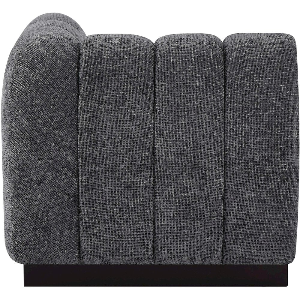 Quinn Grey Chenille Fabric Corner Chair