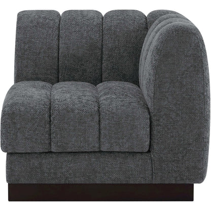 Quinn Grey Chenille Fabric Corner Chair