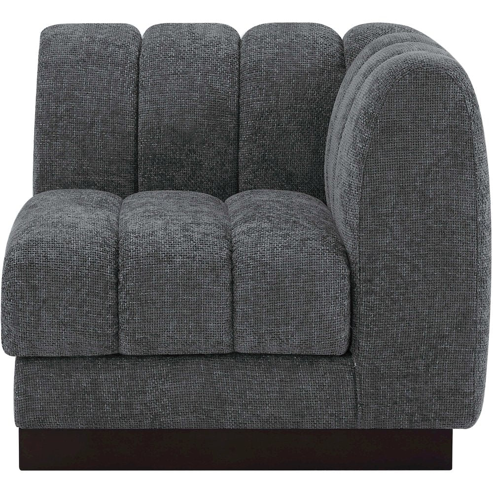 Quinn Grey Chenille Fabric Corner Chair