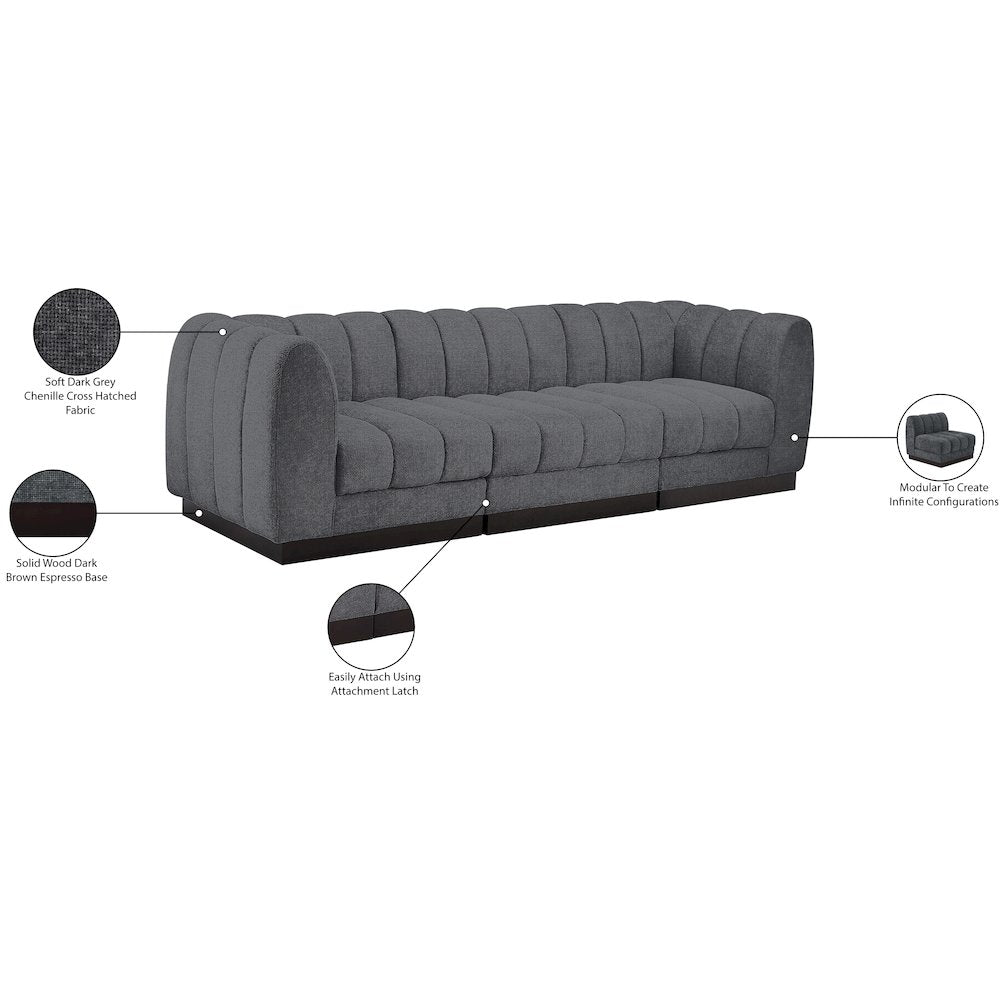 Quinn Grey Chenille Fabric Modular Sofa