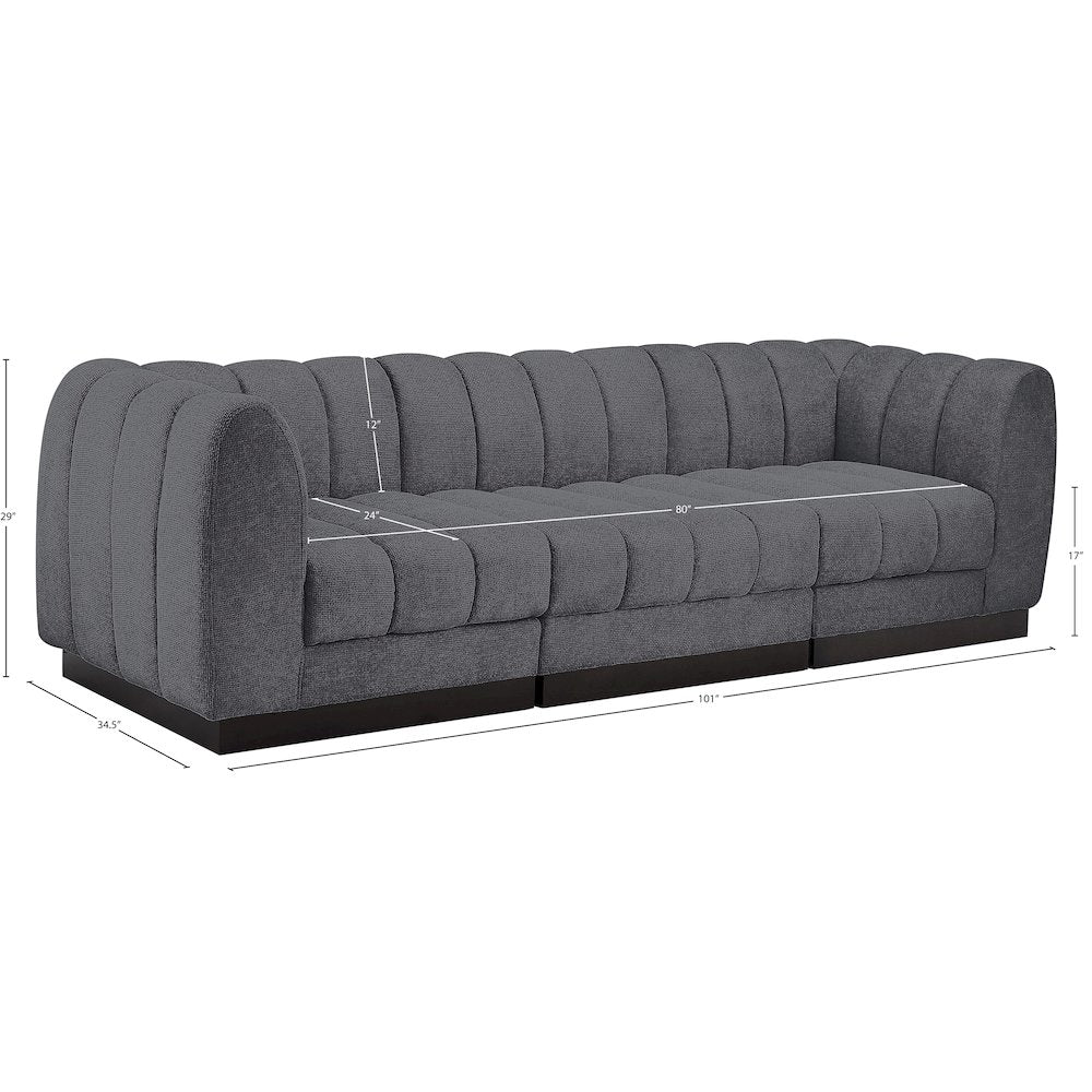 Quinn Grey Chenille Fabric Modular Sofa