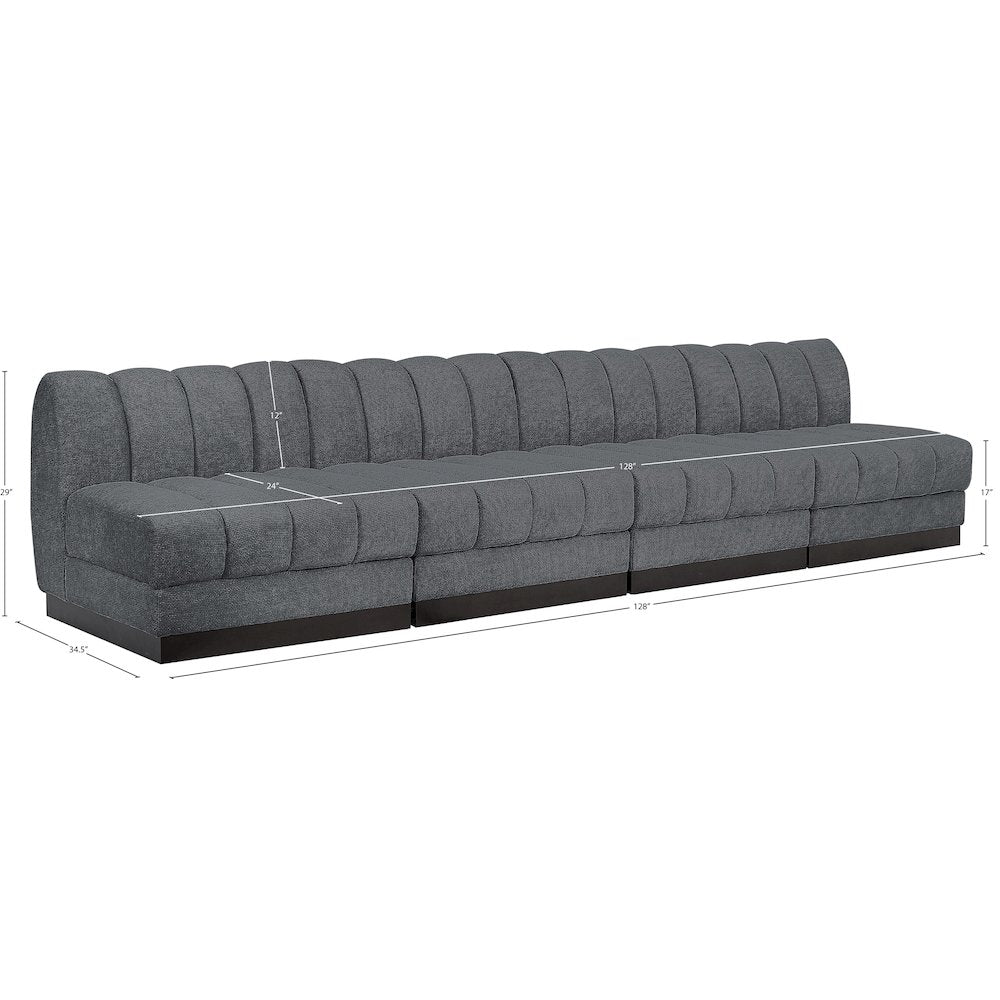 Quinn Grey Chenille Fabric Modular Sofa