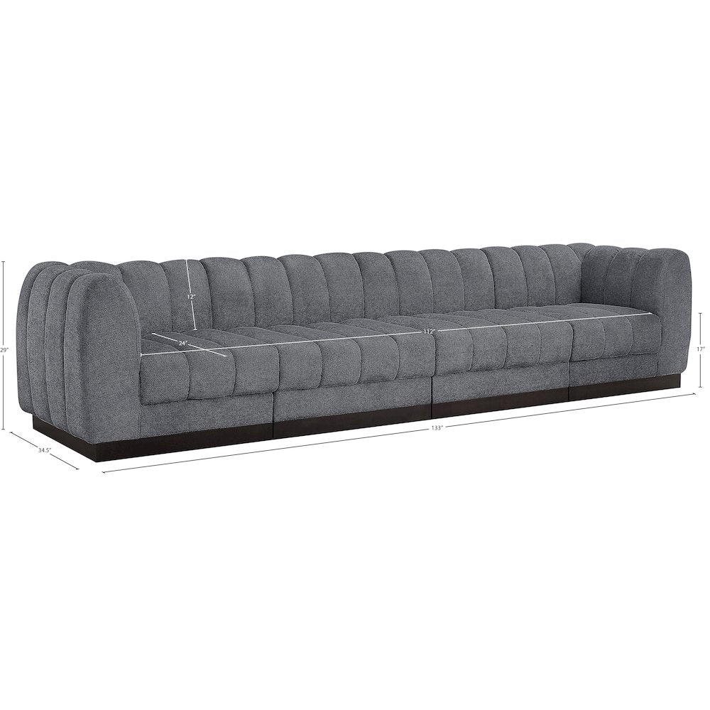 Quinn Grey Chenille Fabric Modular Sofa