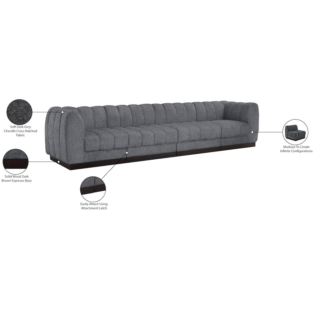 Quinn Grey Chenille Fabric Modular Sofa