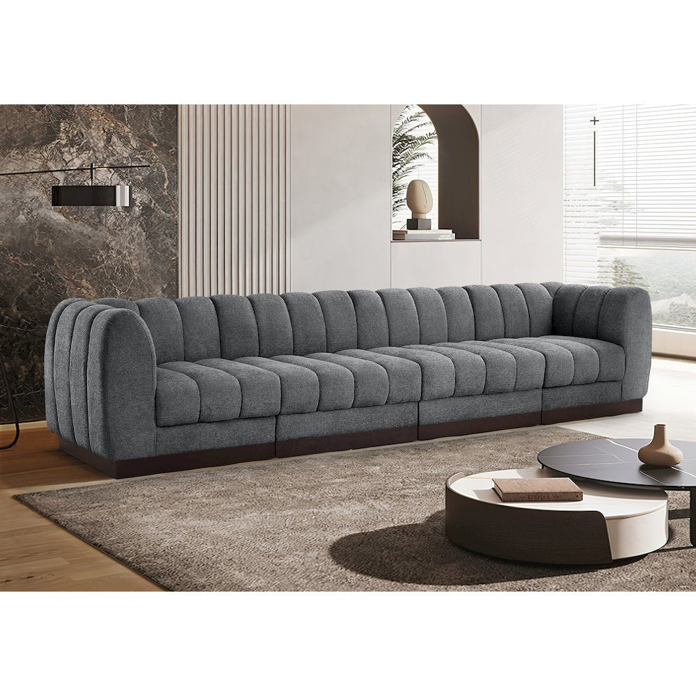 Quinn Grey Chenille Fabric Modular Sofa