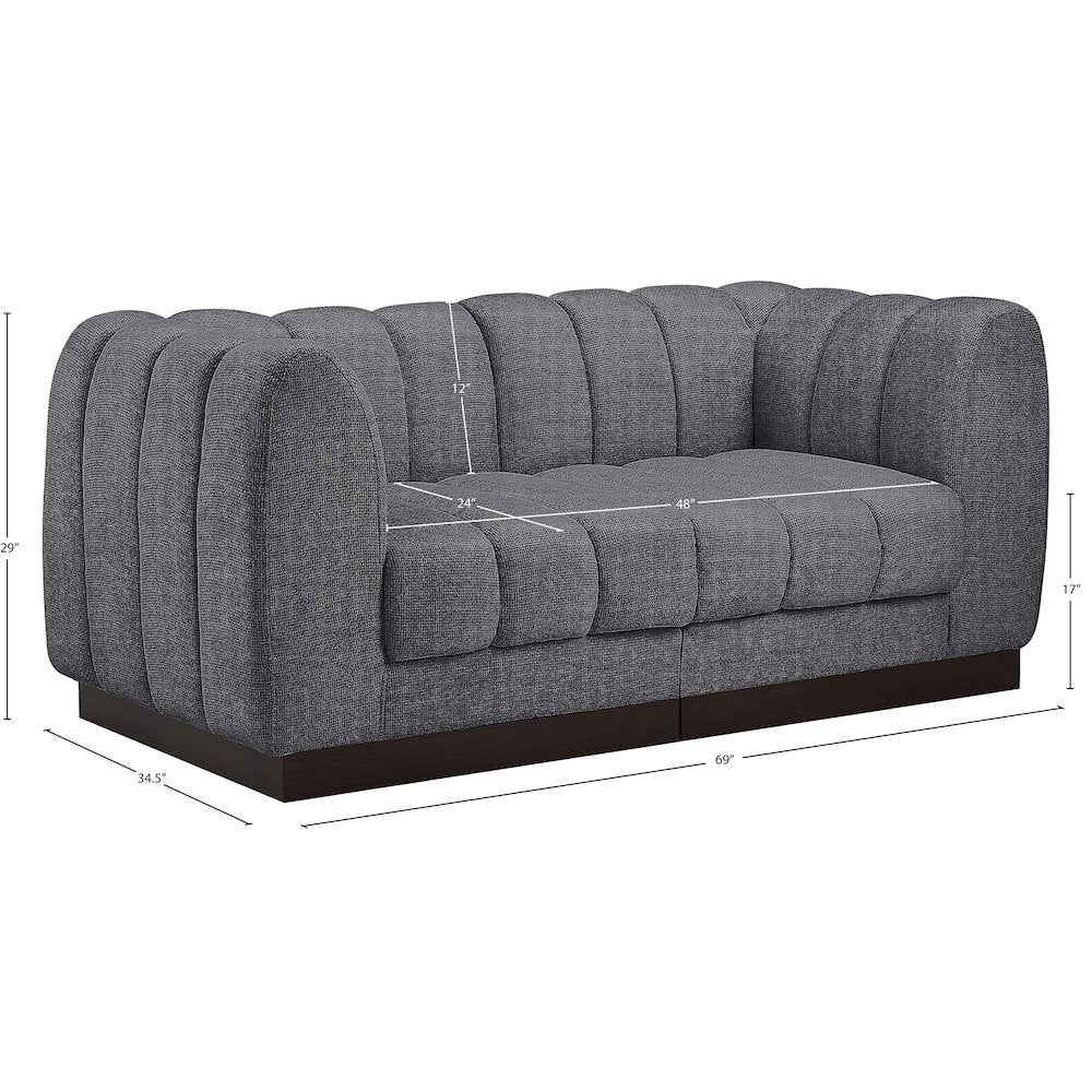 Quinn Grey Chenille Fabric Modular Sofa