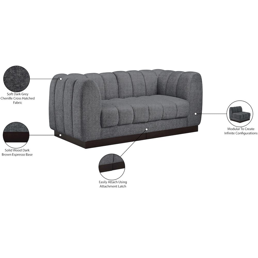 Quinn Grey Chenille Fabric Modular Sofa