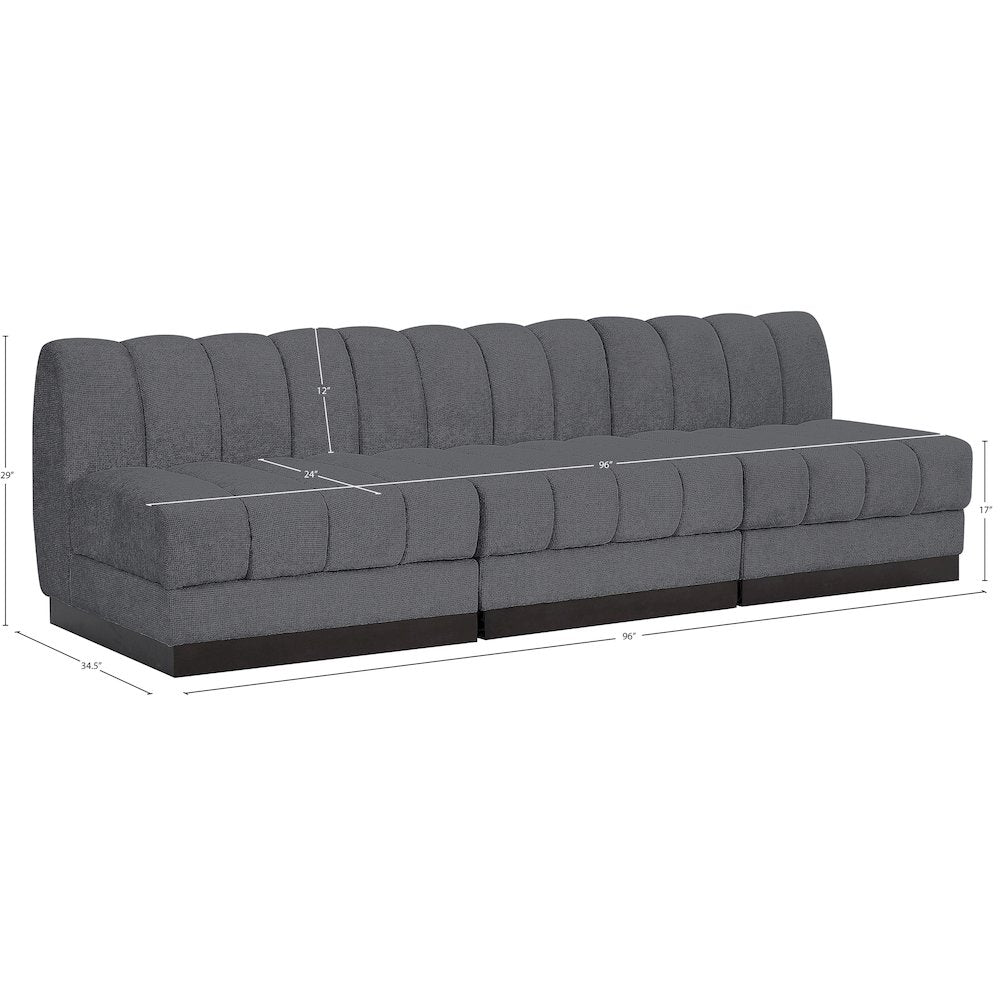 Quinn Grey Chenille Fabric Modular Sofa