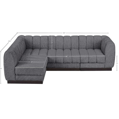 Quinn Grey Chenille Fabric Modular Sectional