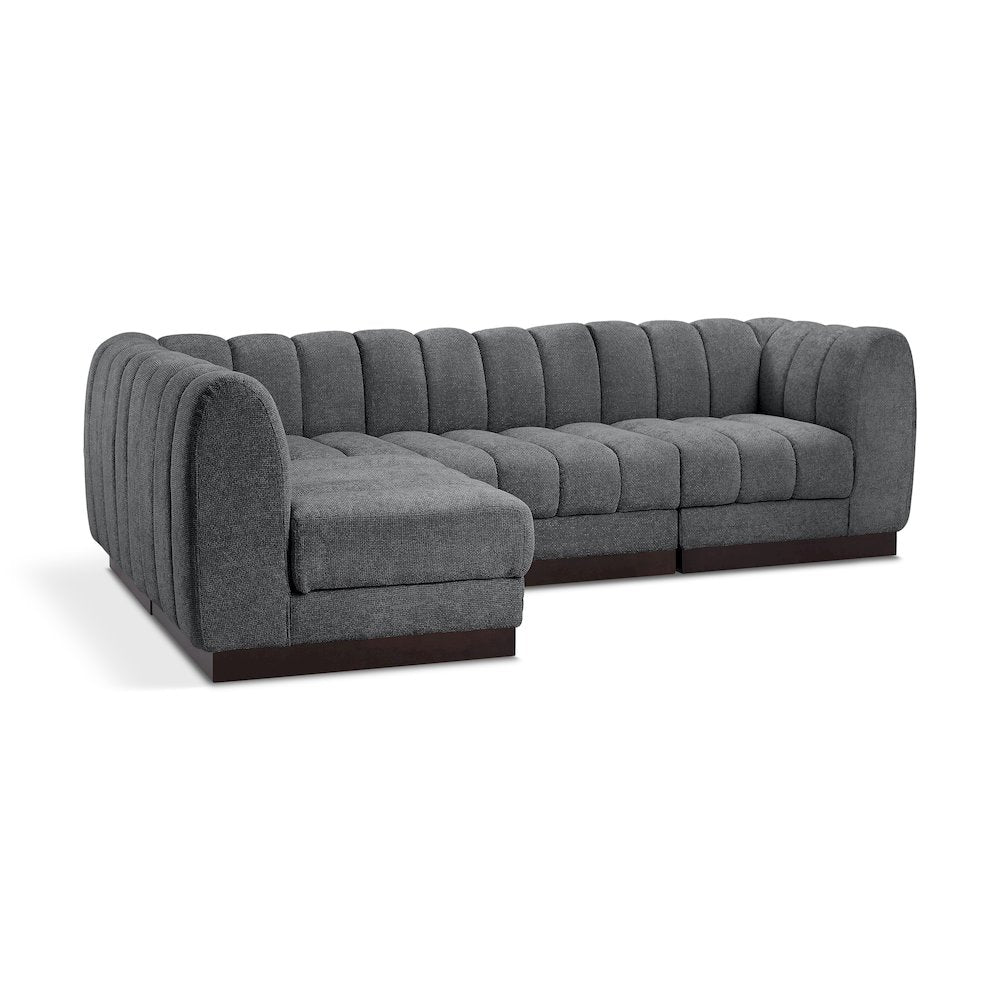 Quinn Grey Chenille Fabric Modular Sectional