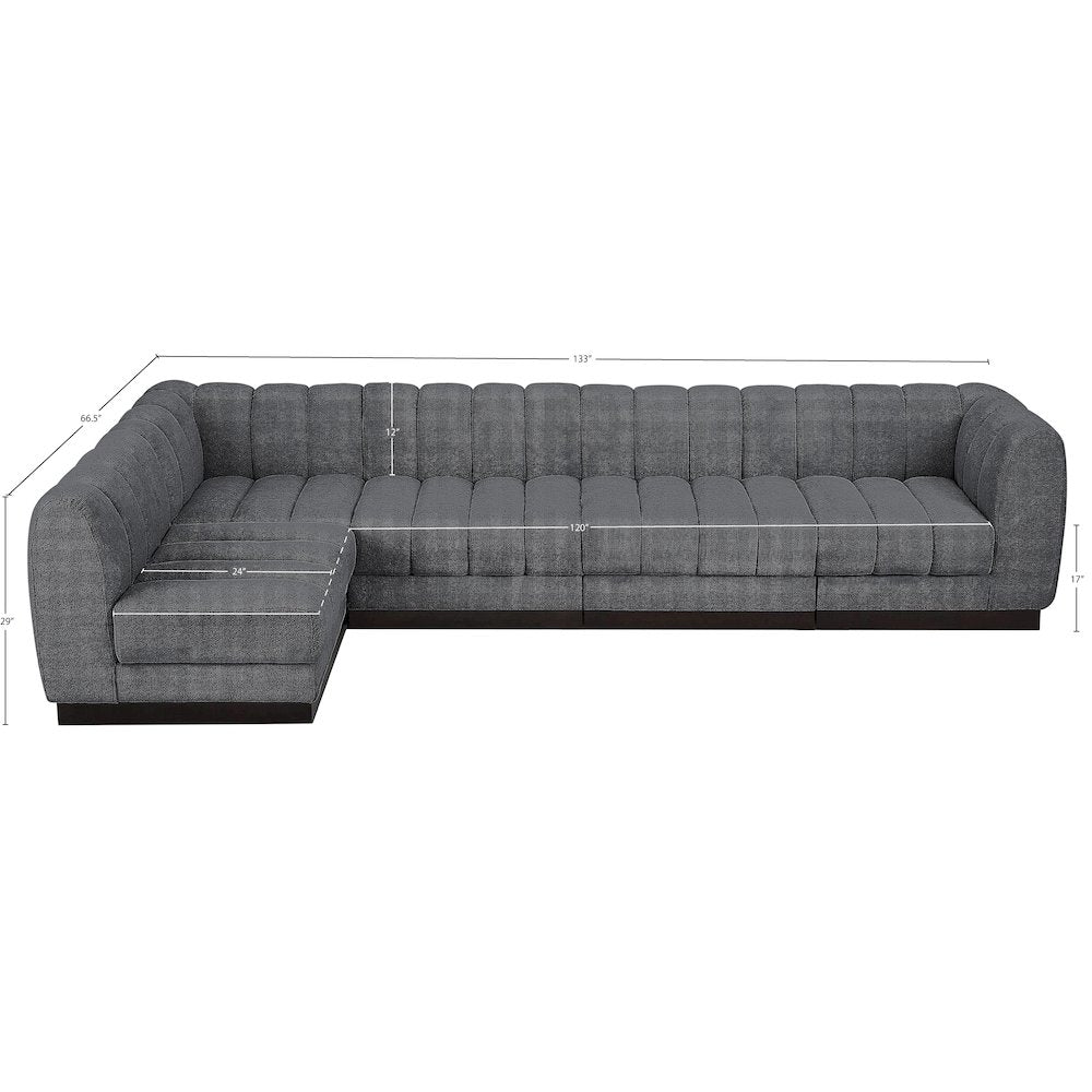 Quinn Grey Chenille Fabric Modular Sectional