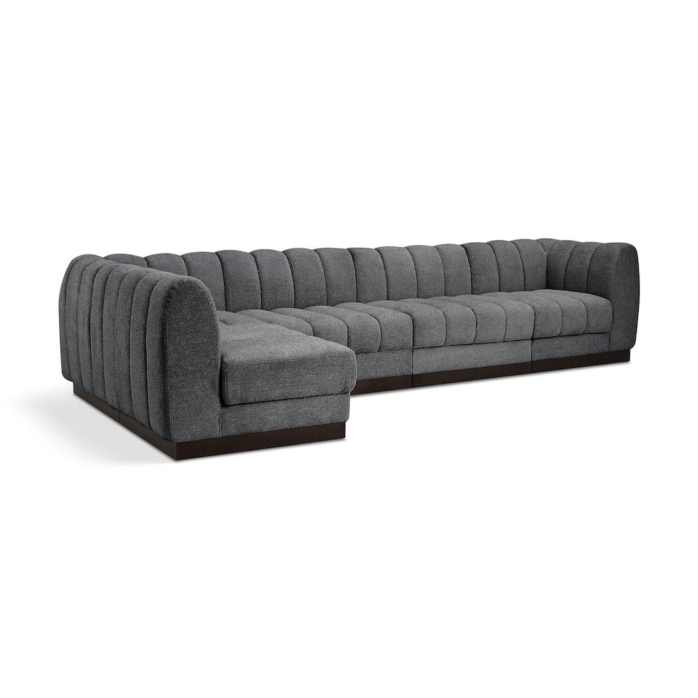 Quinn Grey Chenille Fabric Modular Sectional