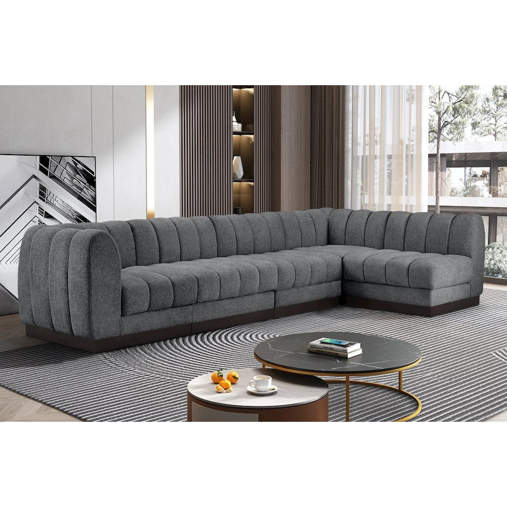 Quinn Grey Chenille Fabric Modular Sectional
