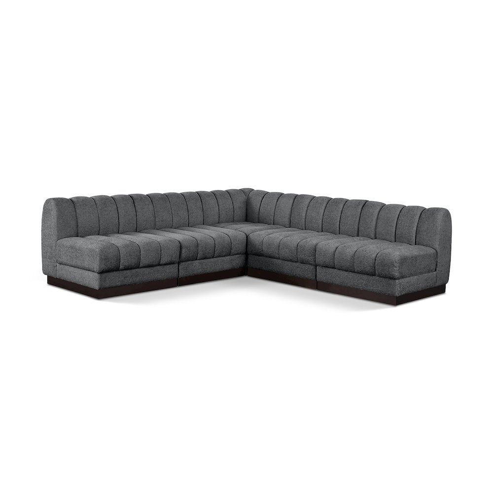 Quinn Grey Chenille Fabric Modular Sectional