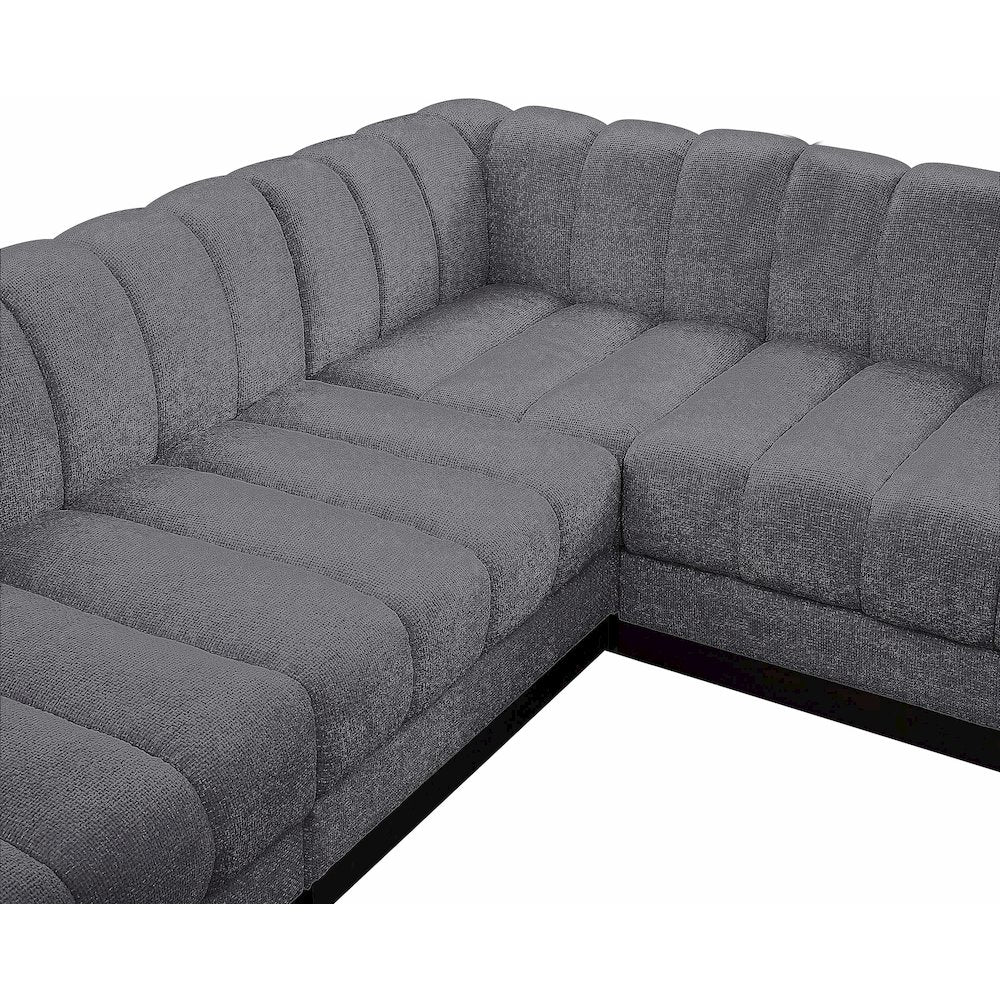 Quinn Grey Chenille Fabric Modular Sectional