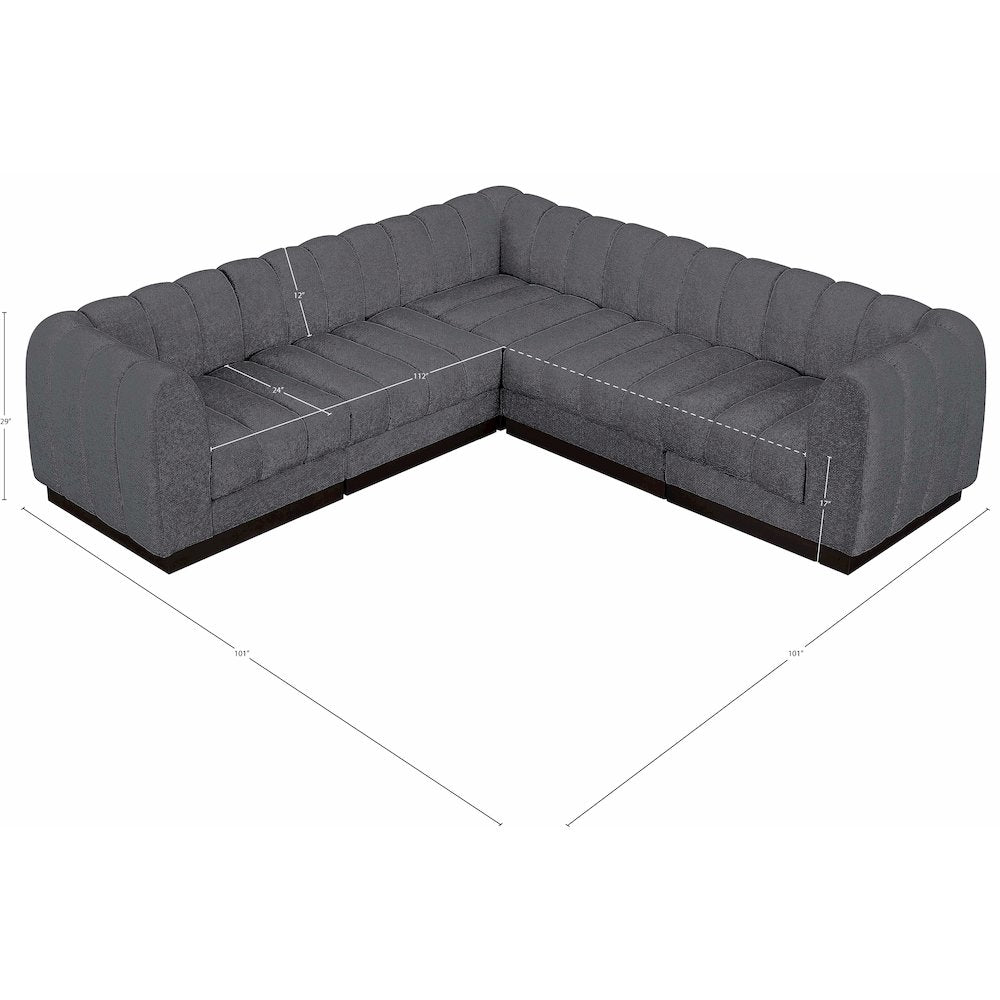 Quinn Grey Chenille Fabric Modular Sectional