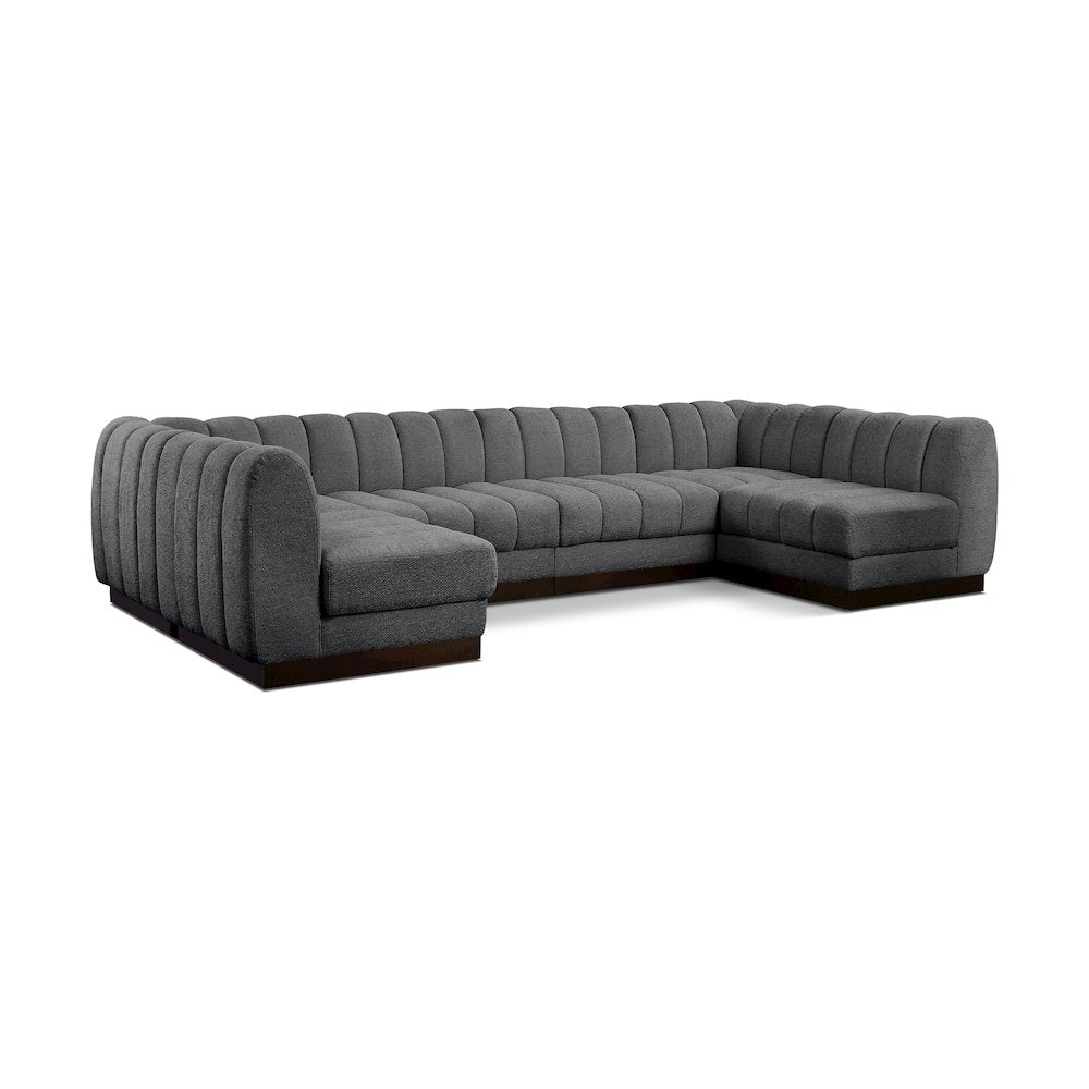 Quinn Grey Chenille Fabric Modular Sectional