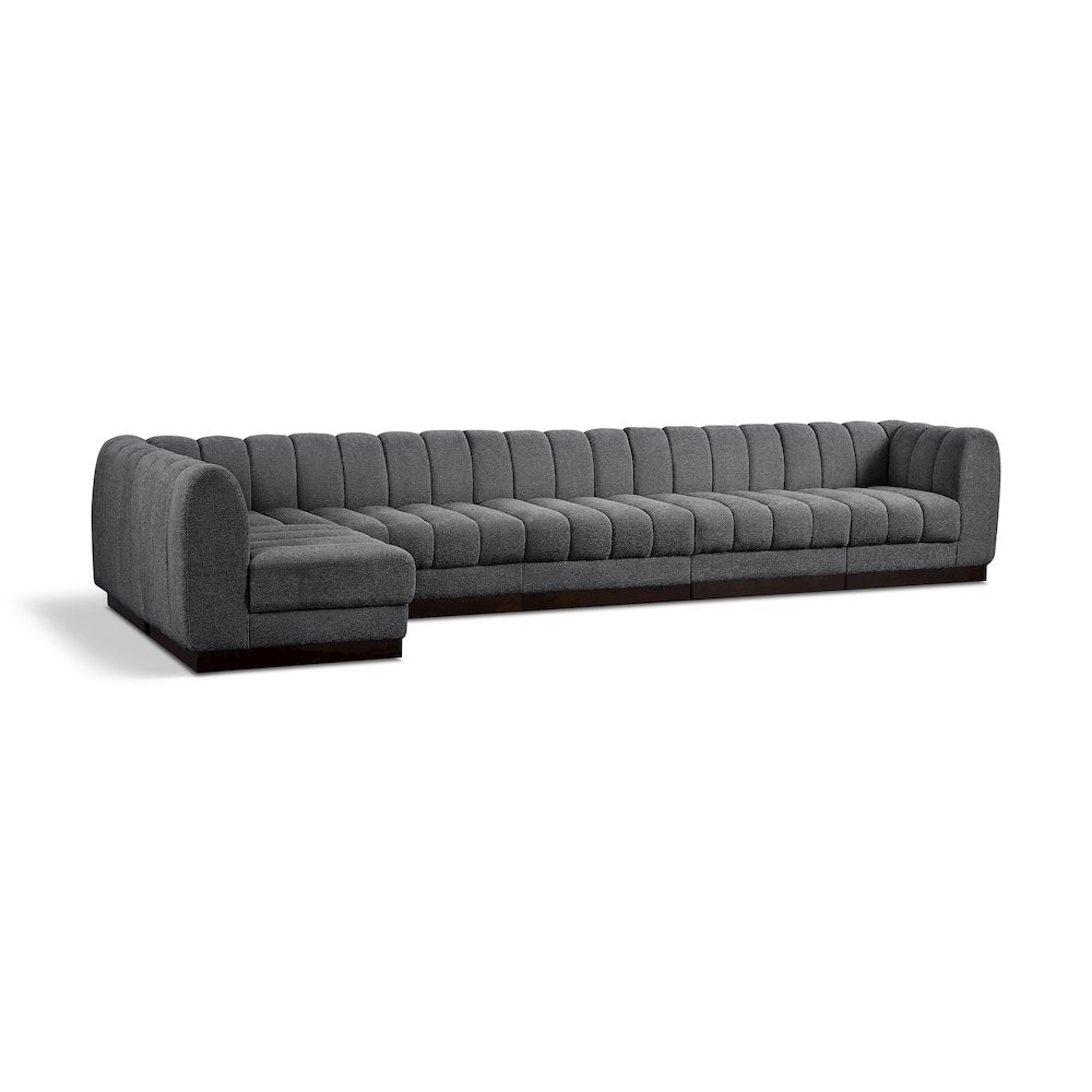 Quinn Grey Chenille Fabric Modular Sectional