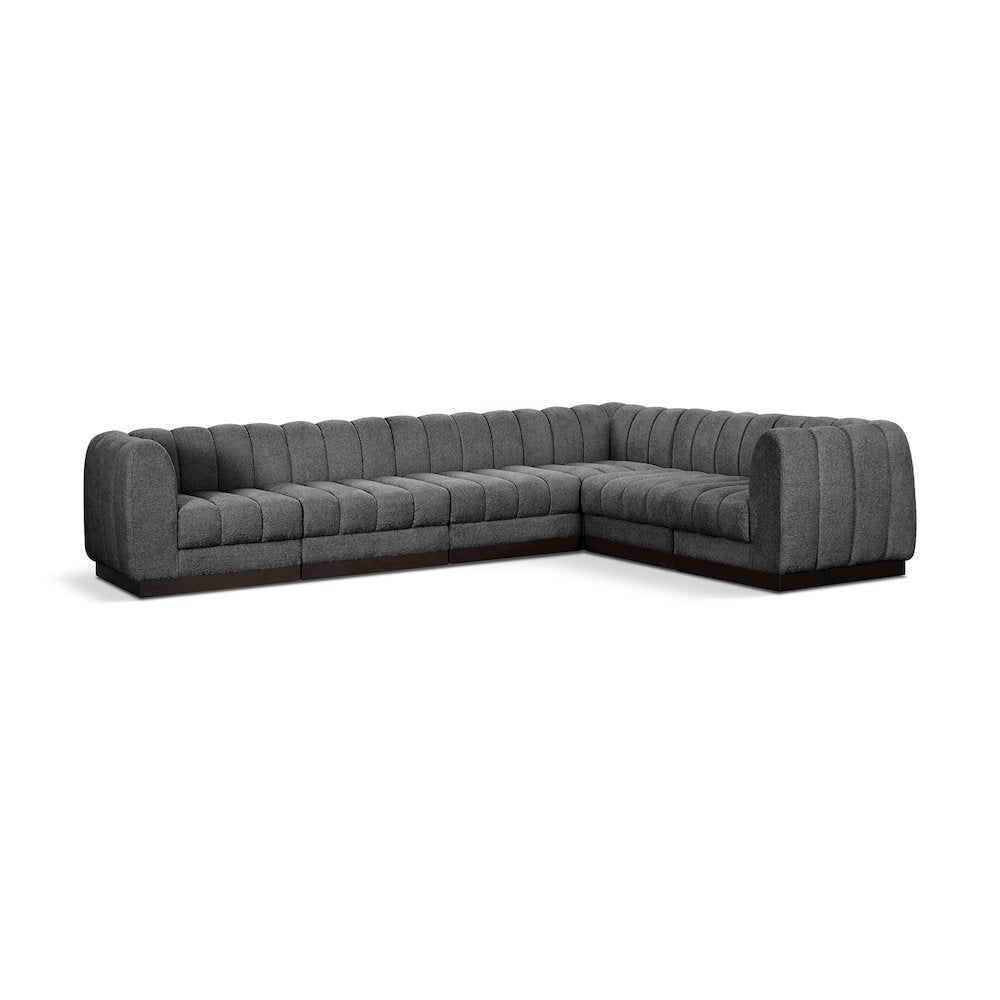 Quinn Grey Chenille Fabric Modular Sectional