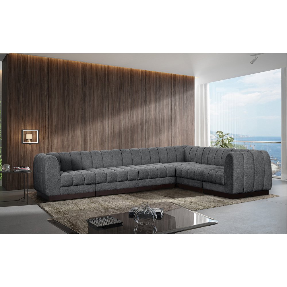 Quinn Grey Chenille Fabric Modular Sectional