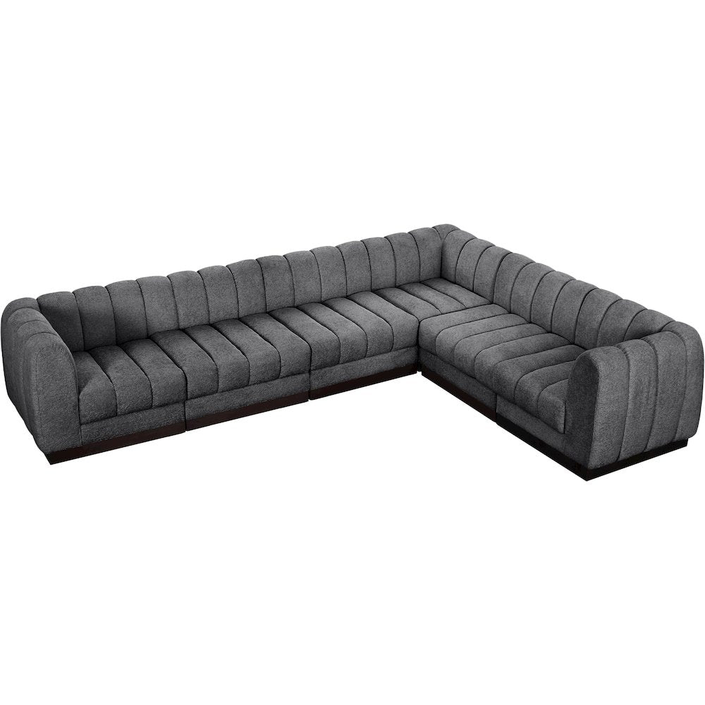 Quinn Grey Chenille Fabric Modular Sectional