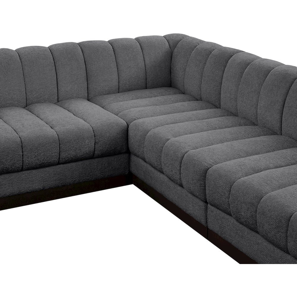 Quinn Grey Chenille Fabric Modular Sectional