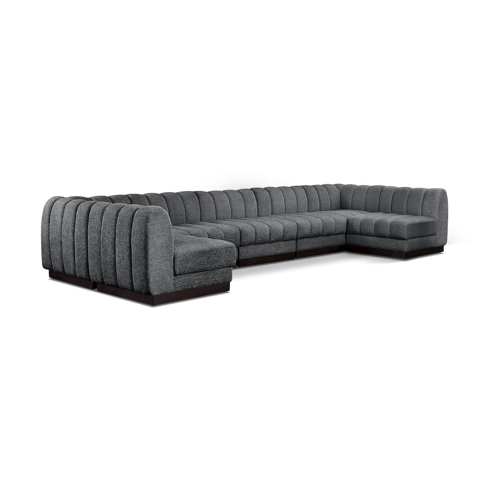 Quinn Grey Chenille Fabric Modular Sectional