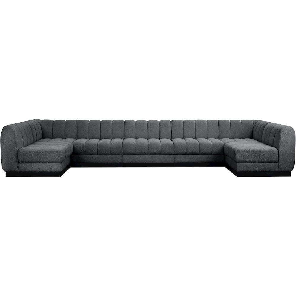 Quinn Grey Chenille Fabric Modular Sectional