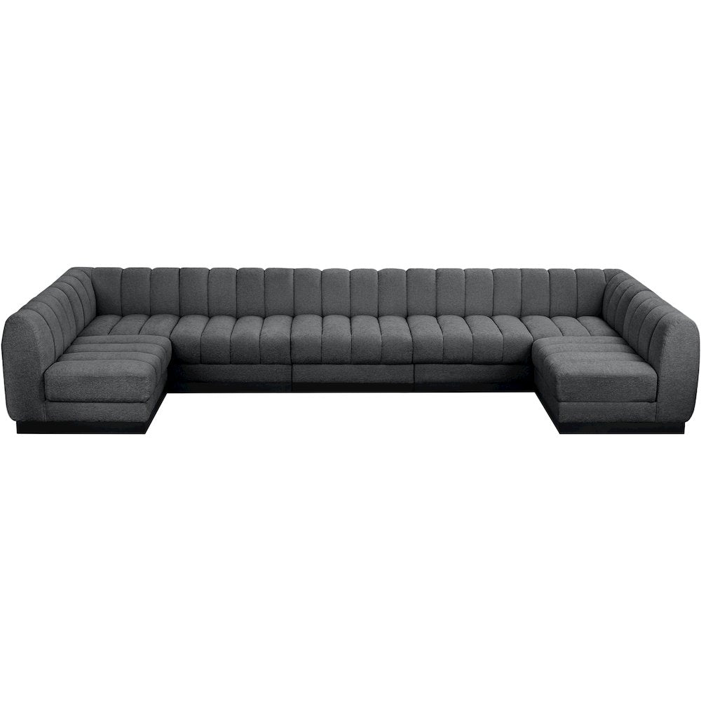 Quinn Grey Chenille Fabric Modular Sectional