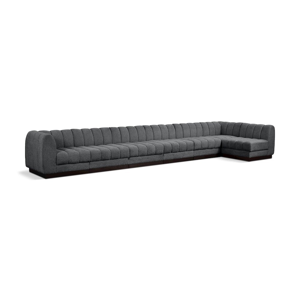 Quinn Grey Chenille Fabric Modular Sectional