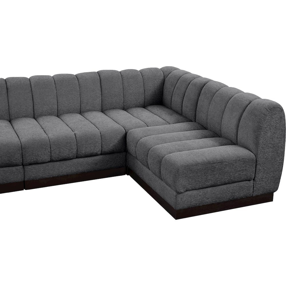 Quinn Grey Chenille Fabric Modular Sectional